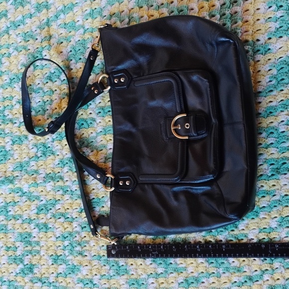 Coach Vintage Black Leather Tote/ messenger large Bag - Picture 13 of 16